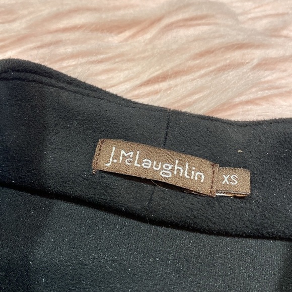 J. McLaughlin Faux Suede Faux Wrap Black Mini Dress - Picture 3 of 12
